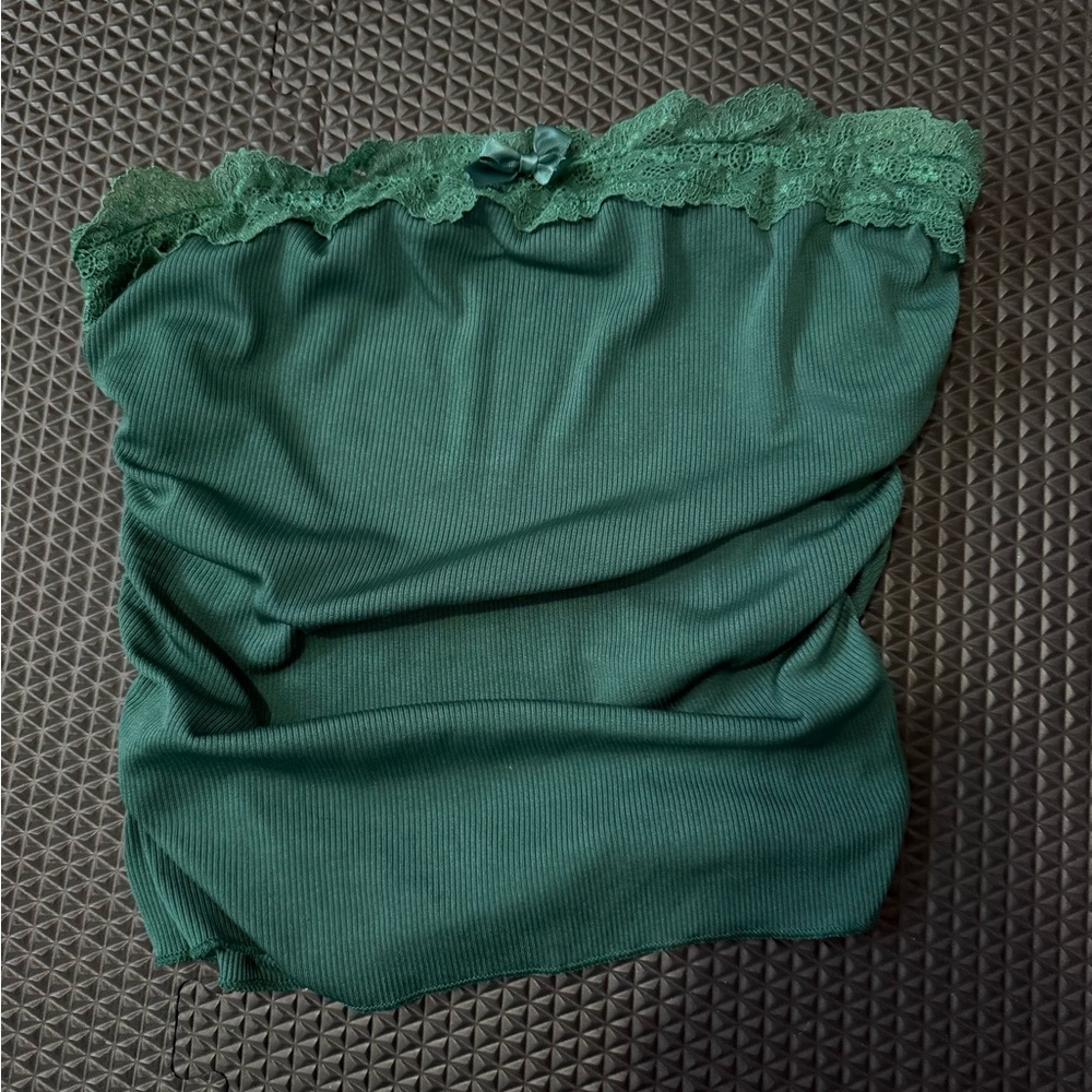 Green Lace Trim Tube Top